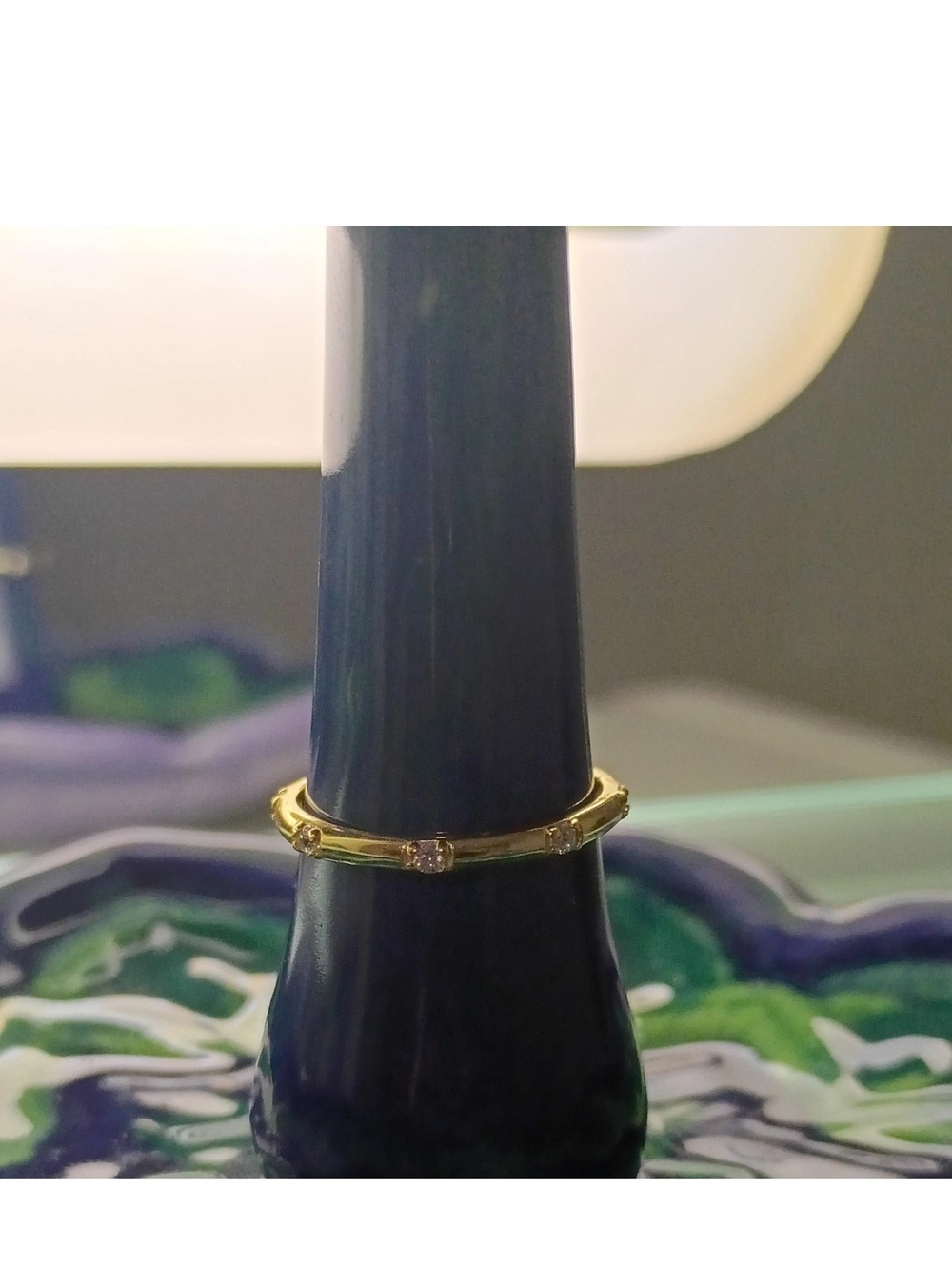 Gold Band Ring with Subtle Accent Stones - Women's Jewelry